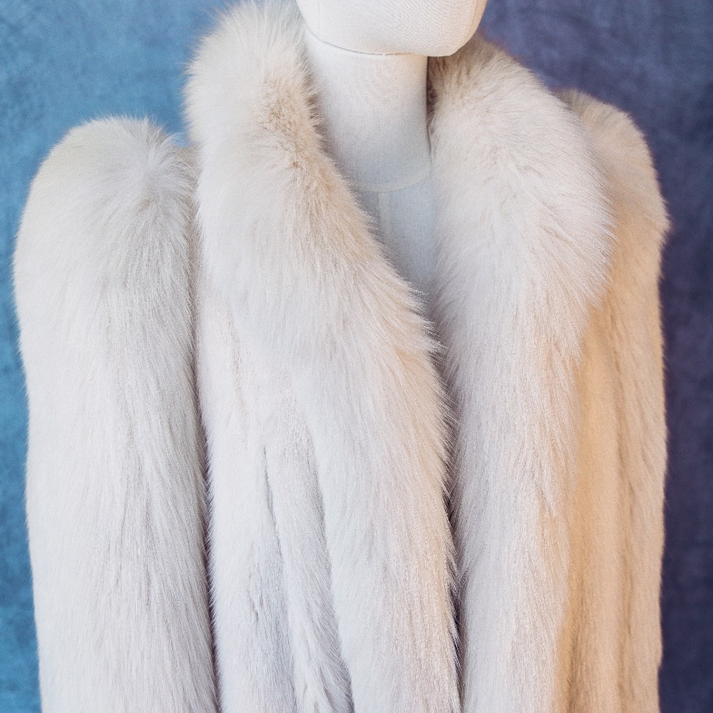 Vintage white fox real fur coat stunning mink body fits a size 8 sm/med - Picture 4 of 15
